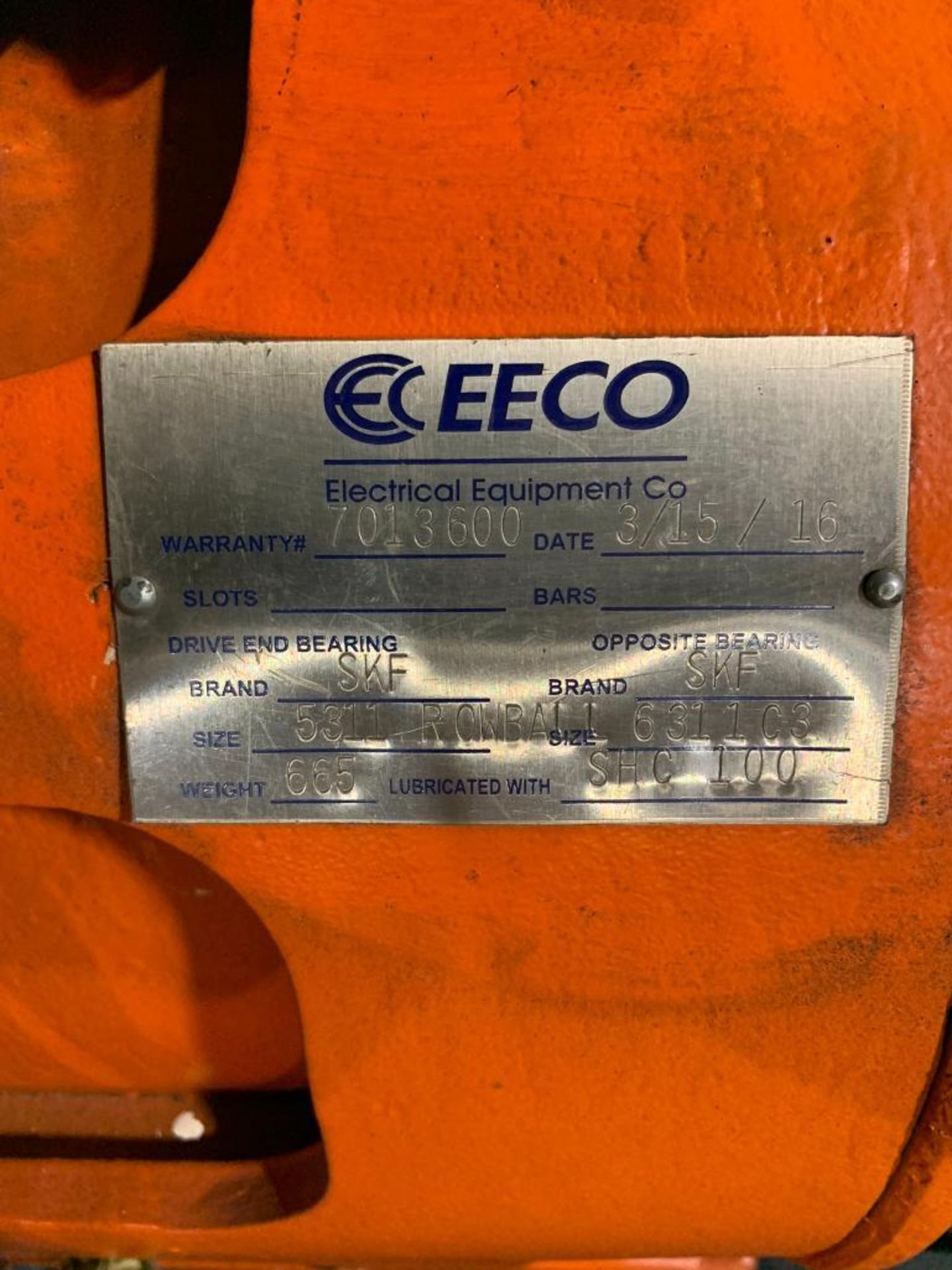 Eeco Electric Motor, 900 RPM, 440 V, 3 PH, FR: 365Z - Image 3 of 3