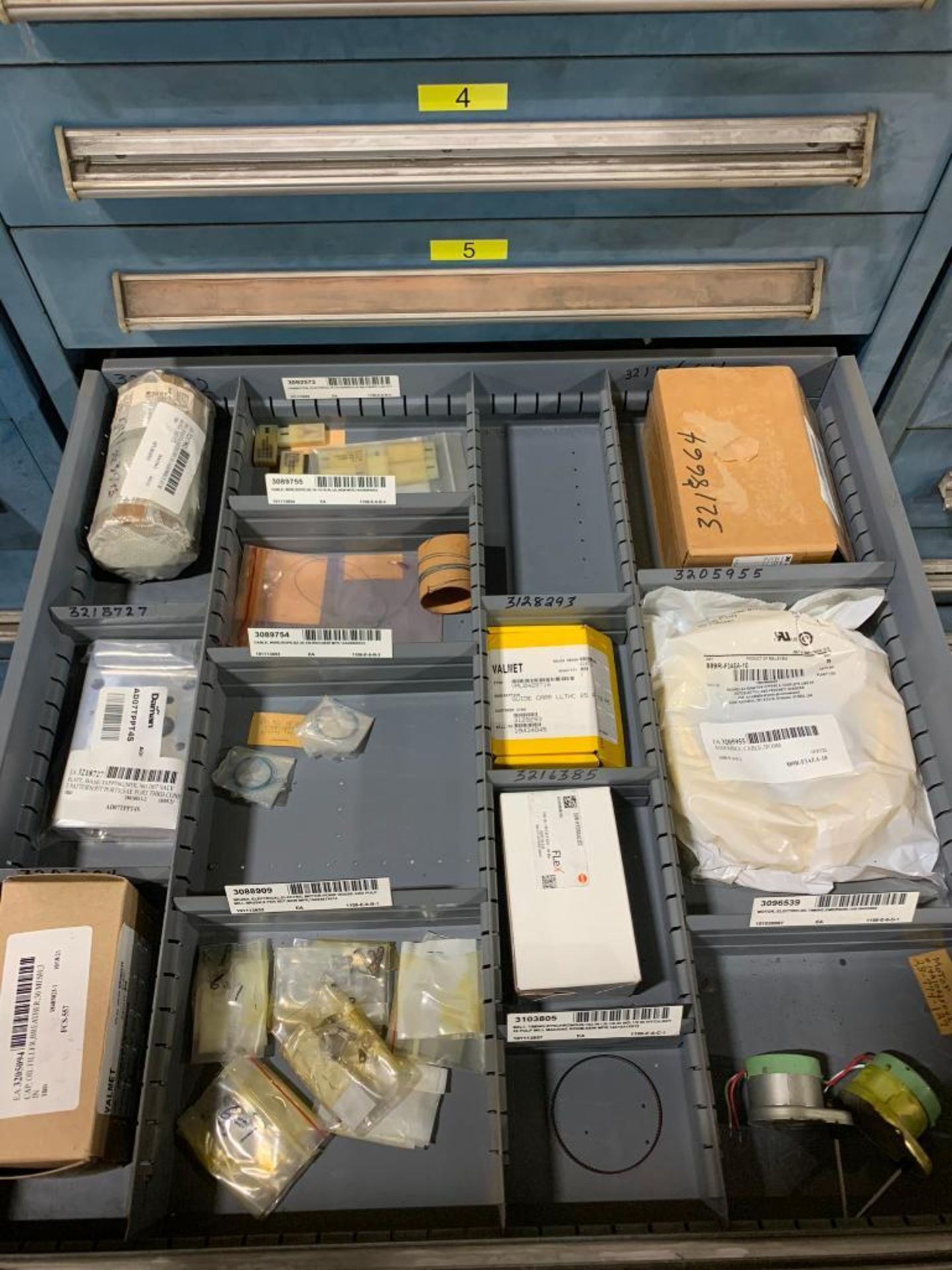 Stanley Vidmar 10-Drawer Cabinet w/ Assorted Solenoid Valves, Assorted Valves, Shaft & Coupling, Sol - Image 6 of 10