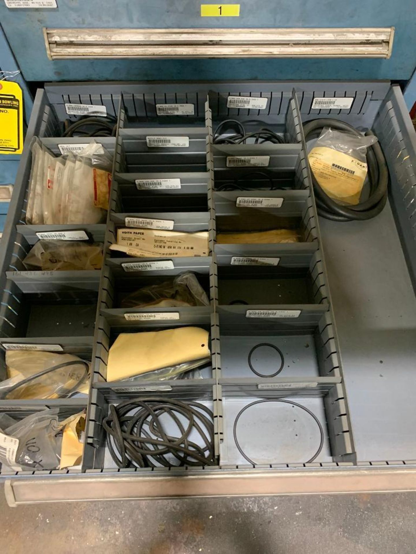 Stanley Vidmar 7-Drawer Cabinet w/ Assorted O-Rings, Seals, Pressure Switches, Pneumatic Valve, Hydr - Image 3 of 8