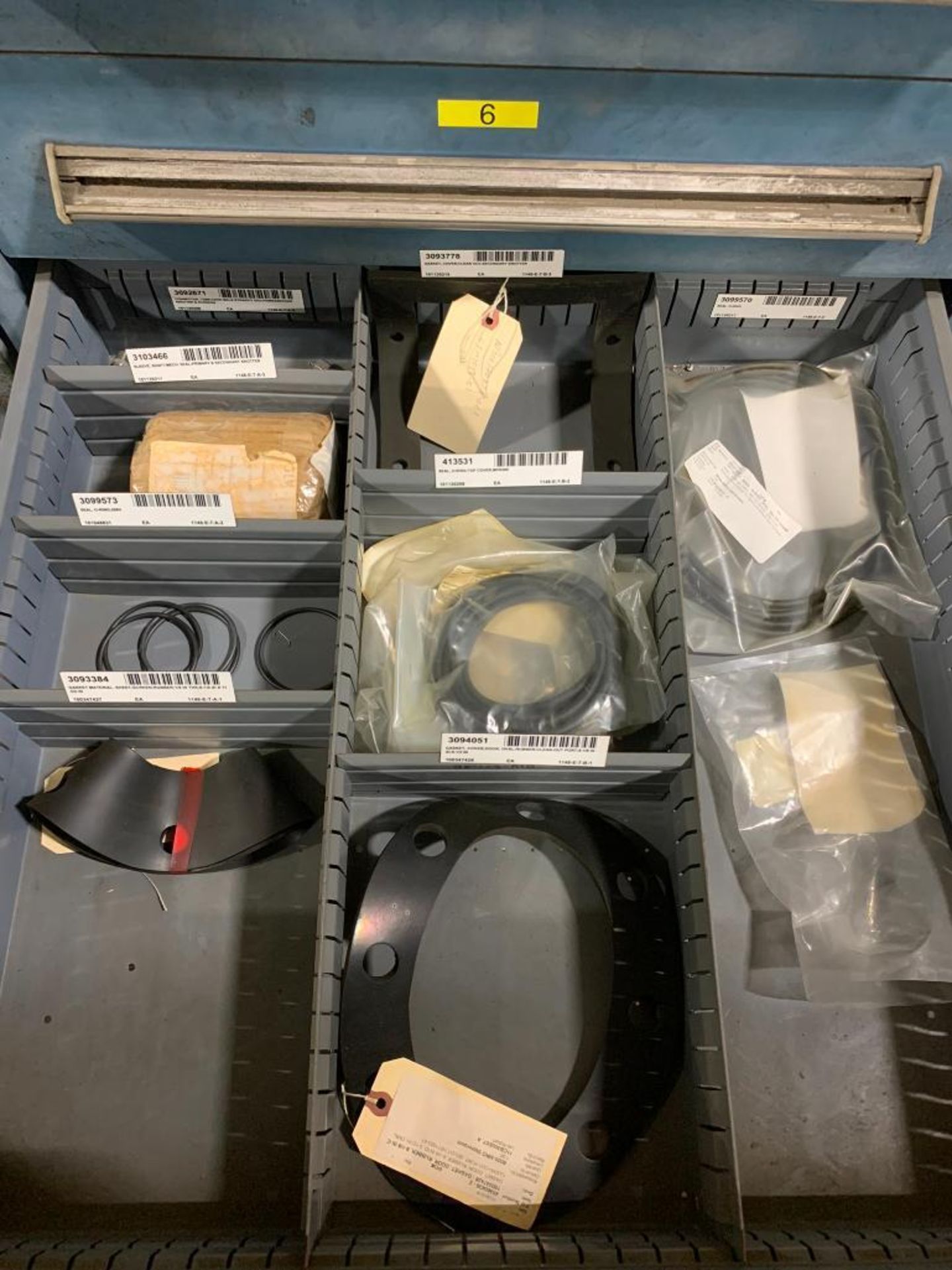 Stanley Vidmar 9-Drawer Cabinet w/ Bushings, Seal Kits, Pneumatic Cylinders, Bearings, Carbon Pump R - Image 8 of 10