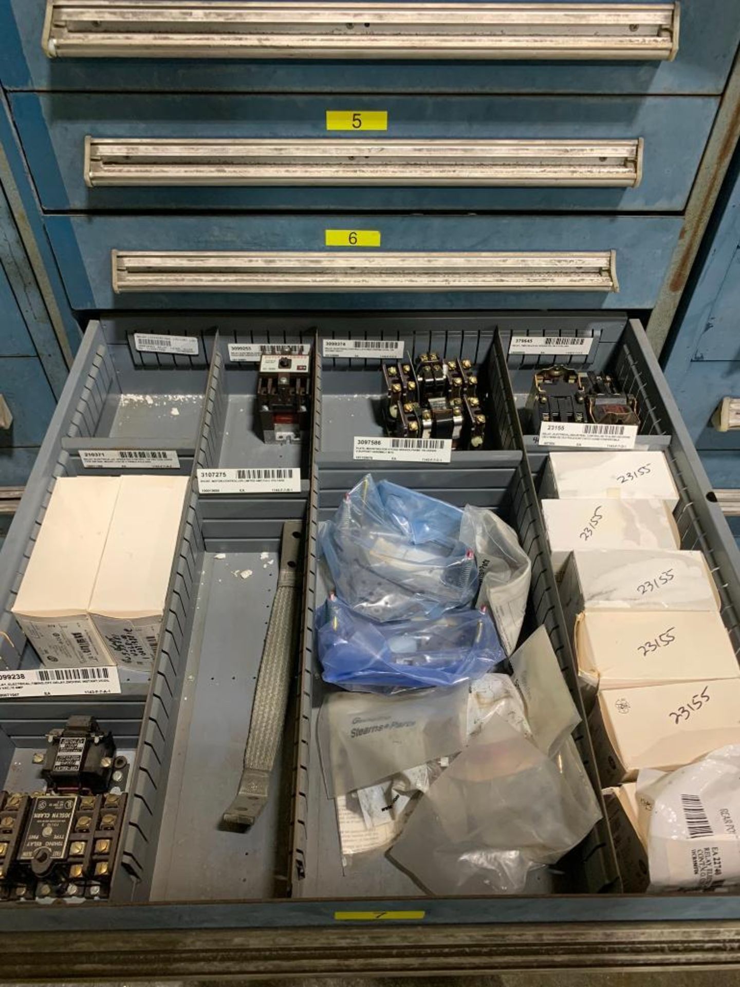 Stanley Vidmar 10-Drawer Cabinet w/ Circuit Breaker, Contact Blocks, Friction Discs, Limit Switches, - Image 8 of 11