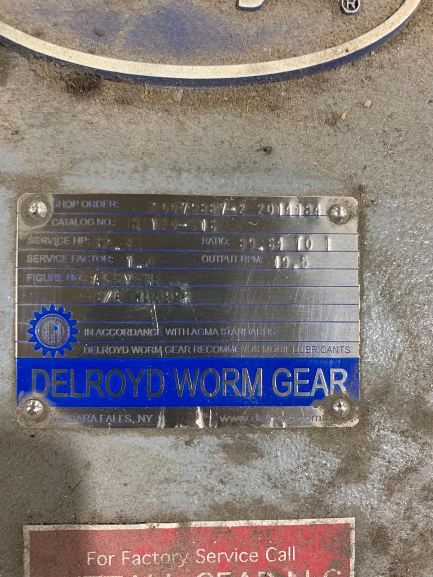 Delroyd Worm Gear, 32.3 Service HP, 19.5 OP RPM, 89.64:1 Ratio - Image 3 of 3