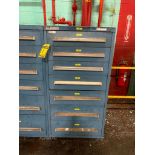 Stanley Vidmar 7-Drawer Cabinet w/ Assorted O-Rings, Seals, Pressure Switches, Pneumatic Valve, Hydr