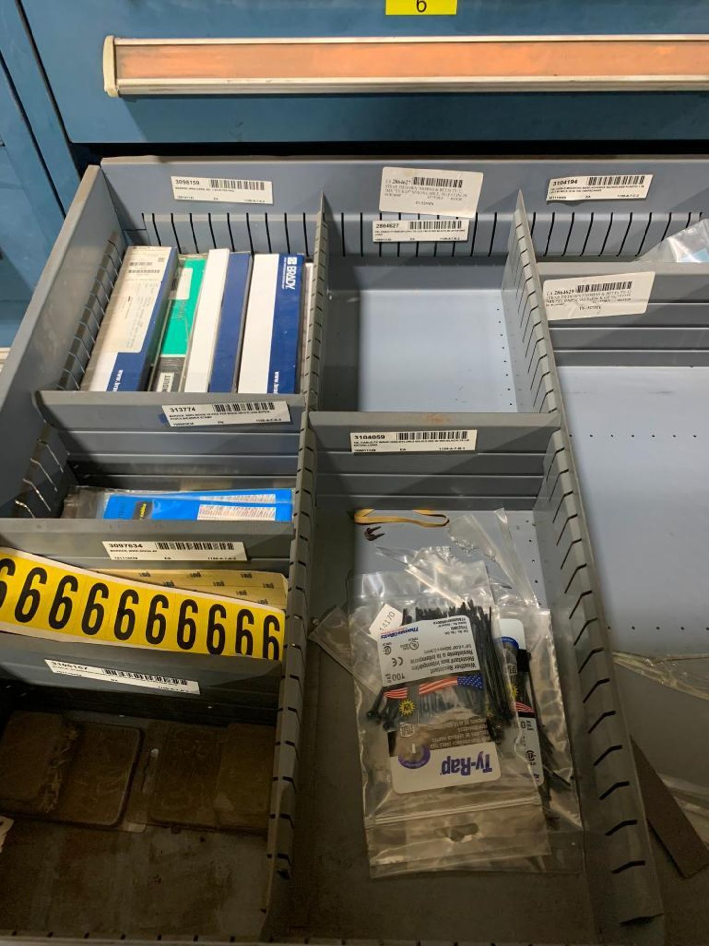 Stanley Vidmar 8-Drawer Cabinet w/ Assorted Electrical Connectors, Terminals, Panduit Markers, Cable - Image 8 of 9