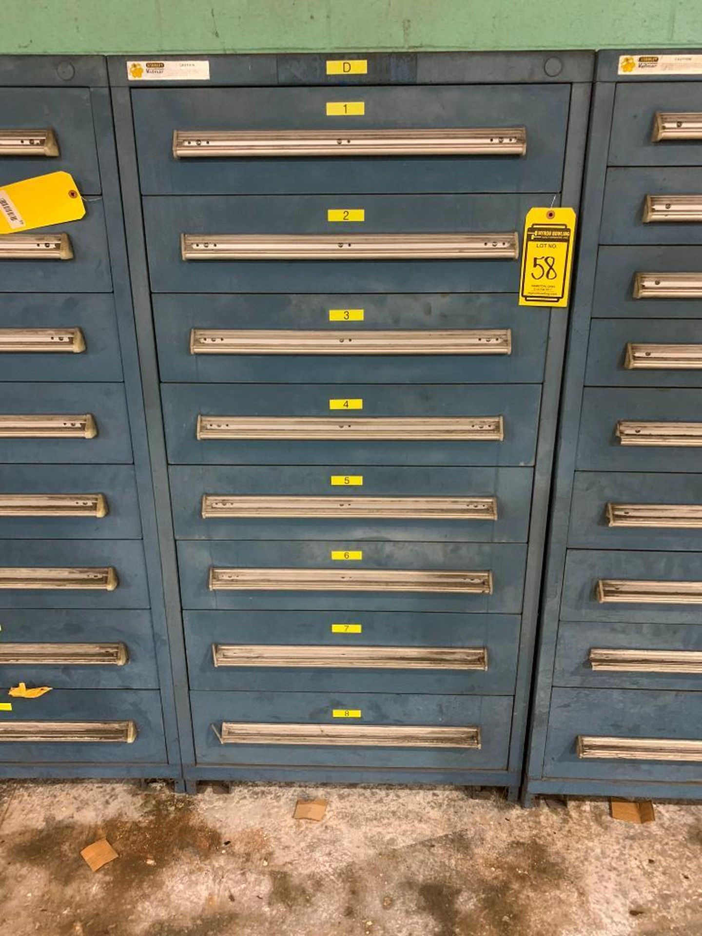 Stanley Vidmar 8-Drawer Cabinet w/ Bearings, Hydraulic Valves, Relief Valves, Flow Valves, Pneumatic