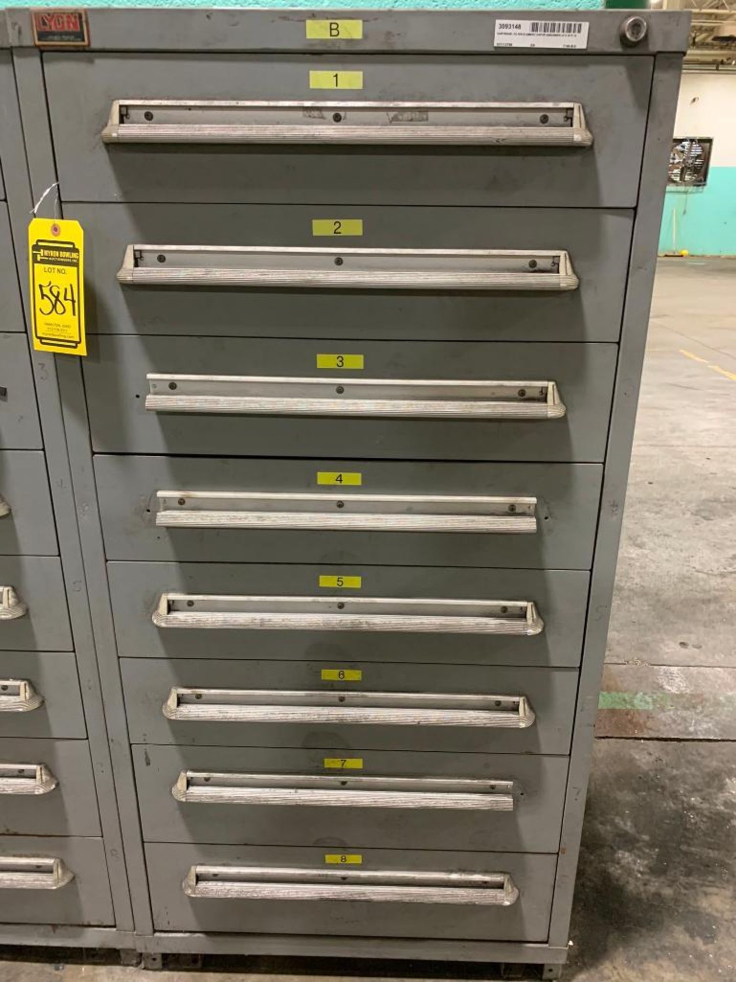 Lyon 8-Drawer Cabinet w/ Support Equipment; Pneumatic Cylinders, Assorted Brakes, Check Valves, Coup