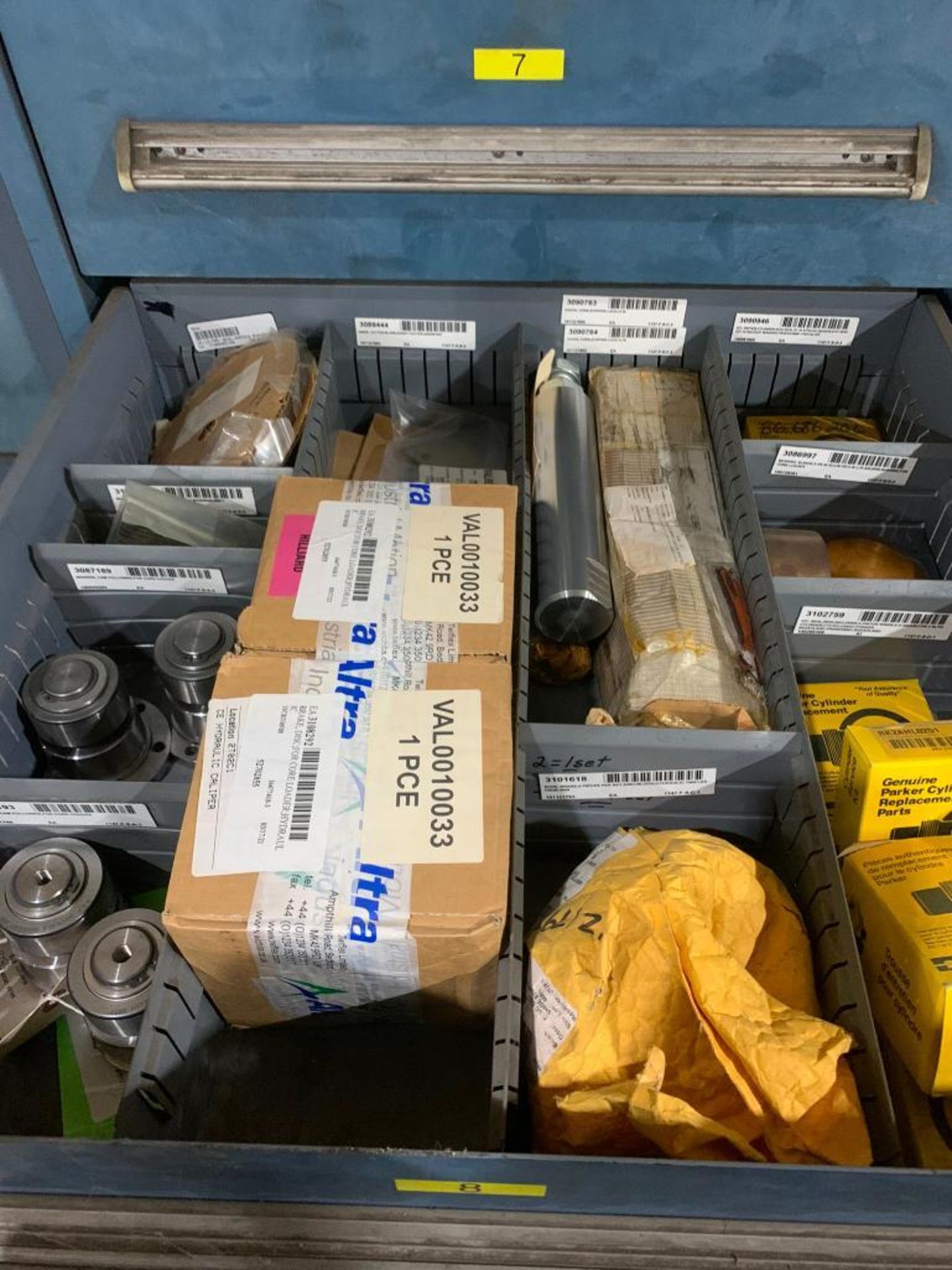 Stanley Vidmar 8-Drawer Cabinet w/ Assorted Repair Parts, Pneumatic Cylinders, Seal Kits, Linear Bea - Image 9 of 9