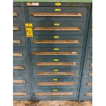 Stanley Vidmar 8-Drawer Cabinet w/ Pressure Gauges, Welding Lense, Hose Nuts, Solder