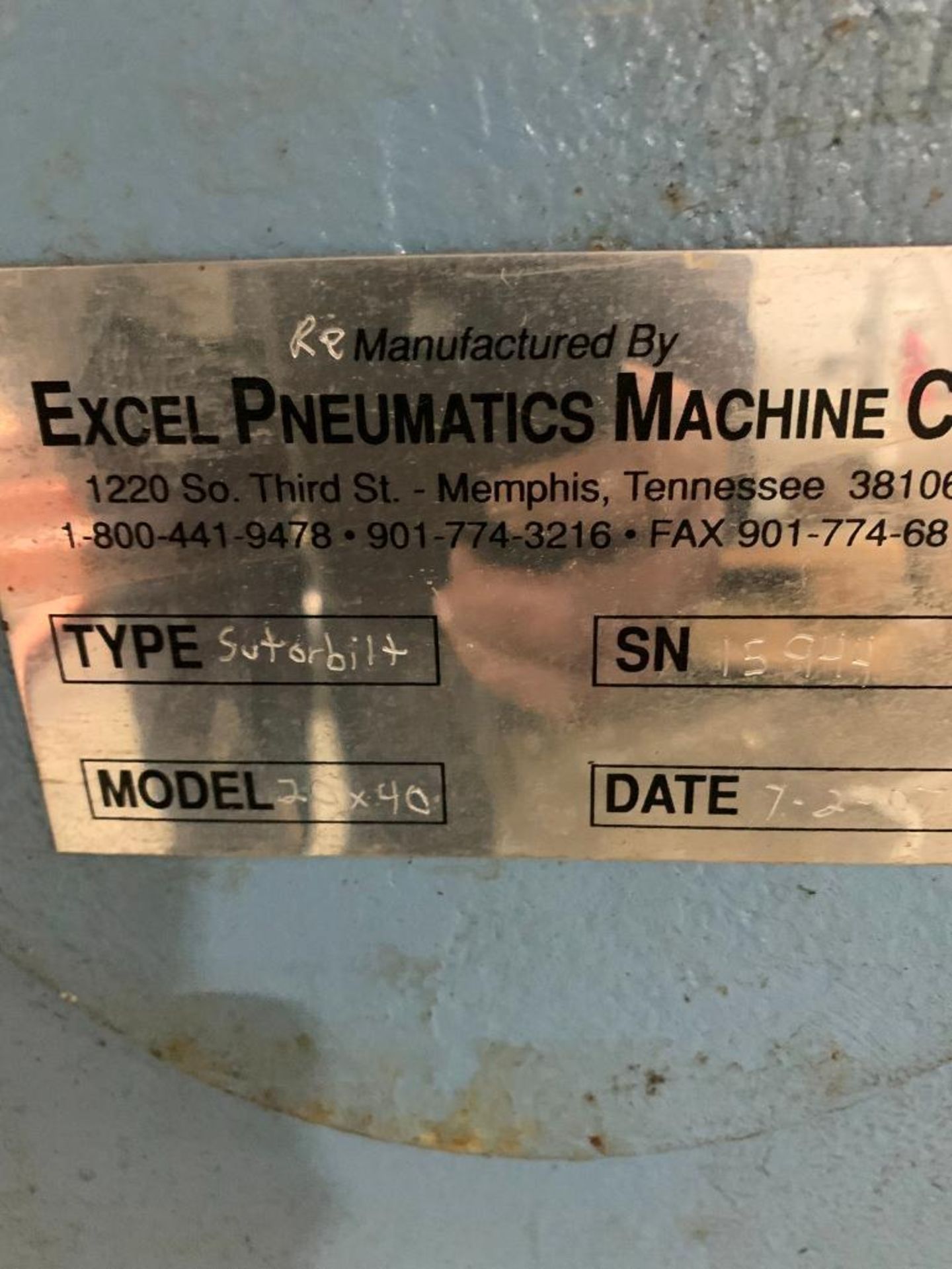 Excel Pneumatics Mach Co. Blower, Type Sutorbilt, Model 20 X 40 - Image 3 of 3