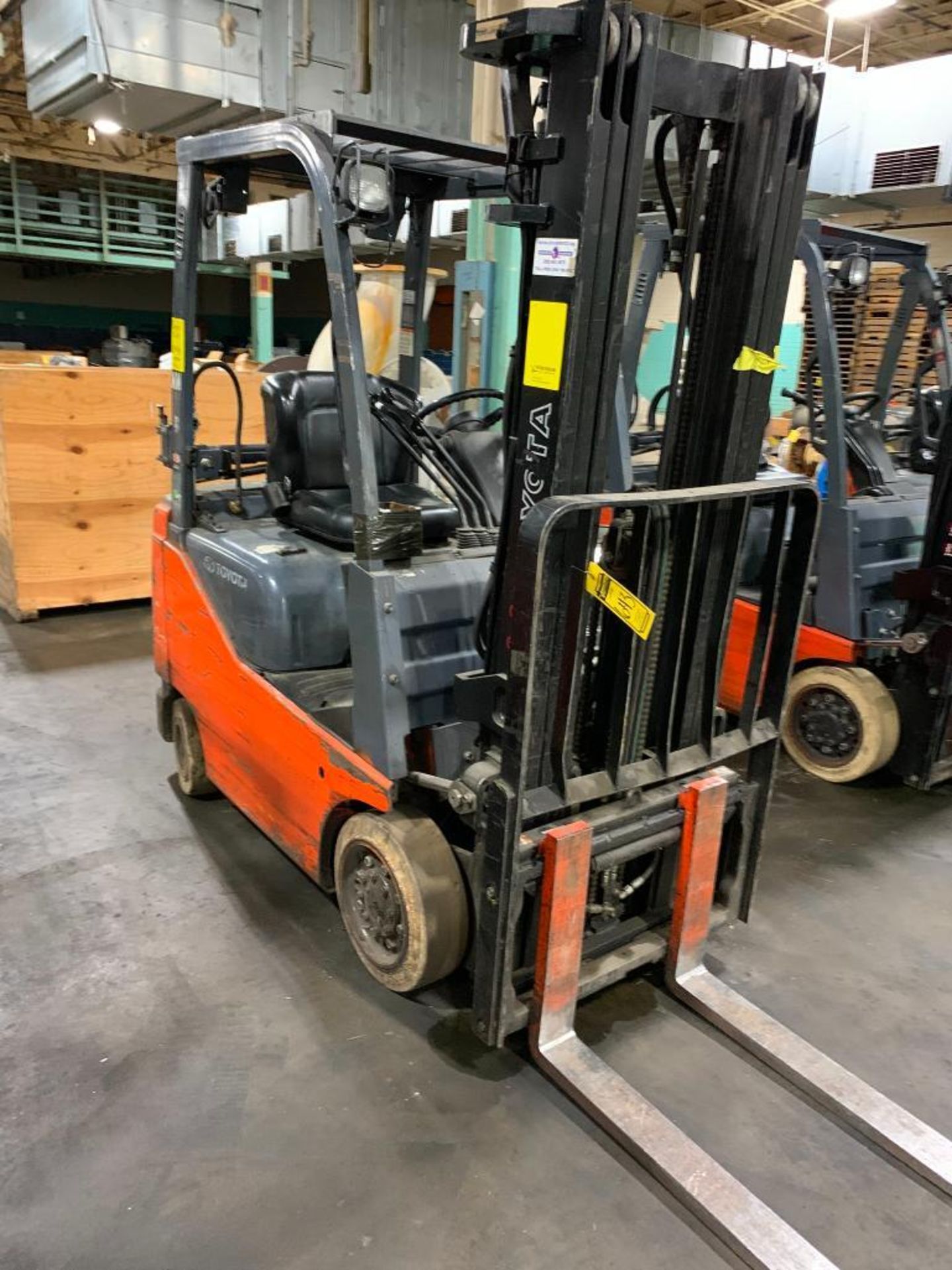 Toyota 3,000 LB. Capacity Forklift, Model 8FGCU15, LPG, 3-Stage Mast, 42" Forks, Side-Shift, Solid N