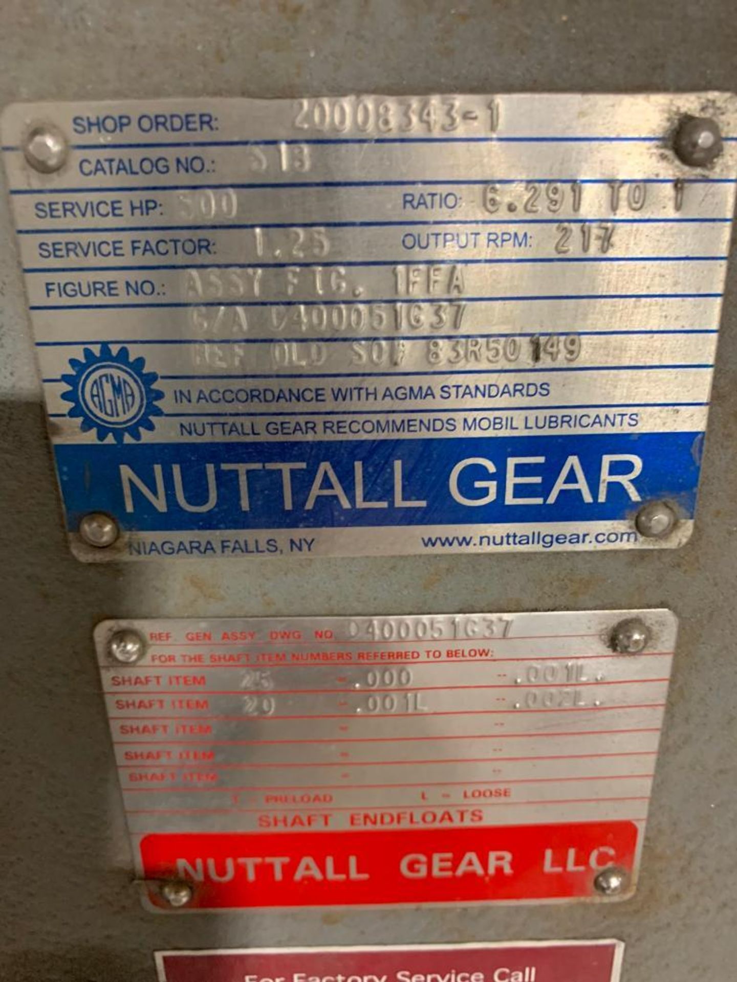 Nutall Gear Reducer, Service HP 500, 217 OP RPM, 6.291:1 Ratio - Image 3 of 3