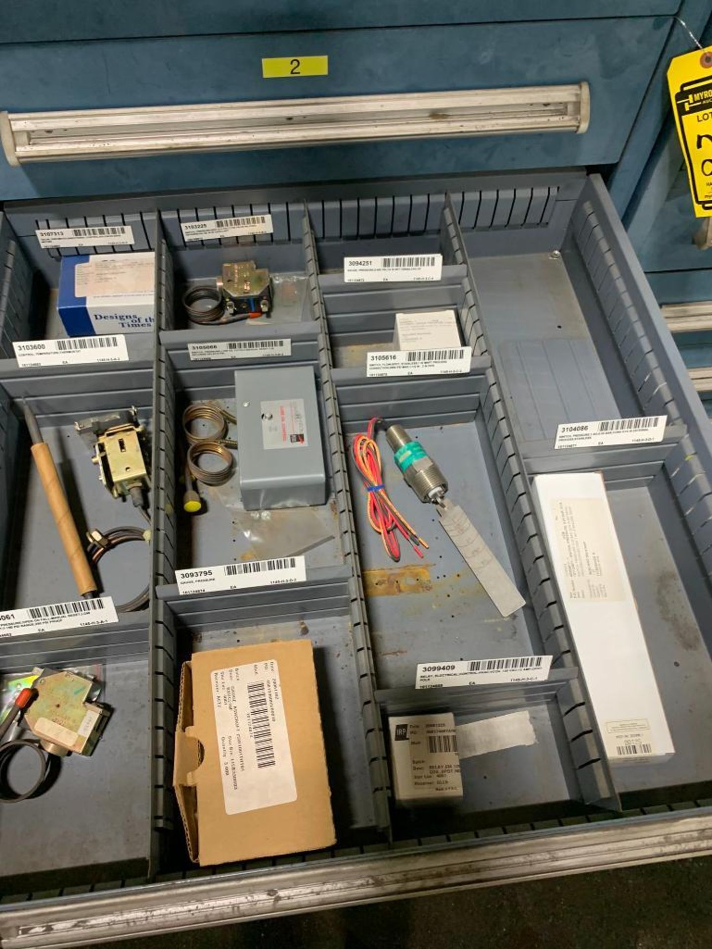 Stanley Vidmar 8-Drawer Cabinet w/ Assorted Seals, Assorted Valves, Repair Kits, Assorted Switches, - Image 4 of 9