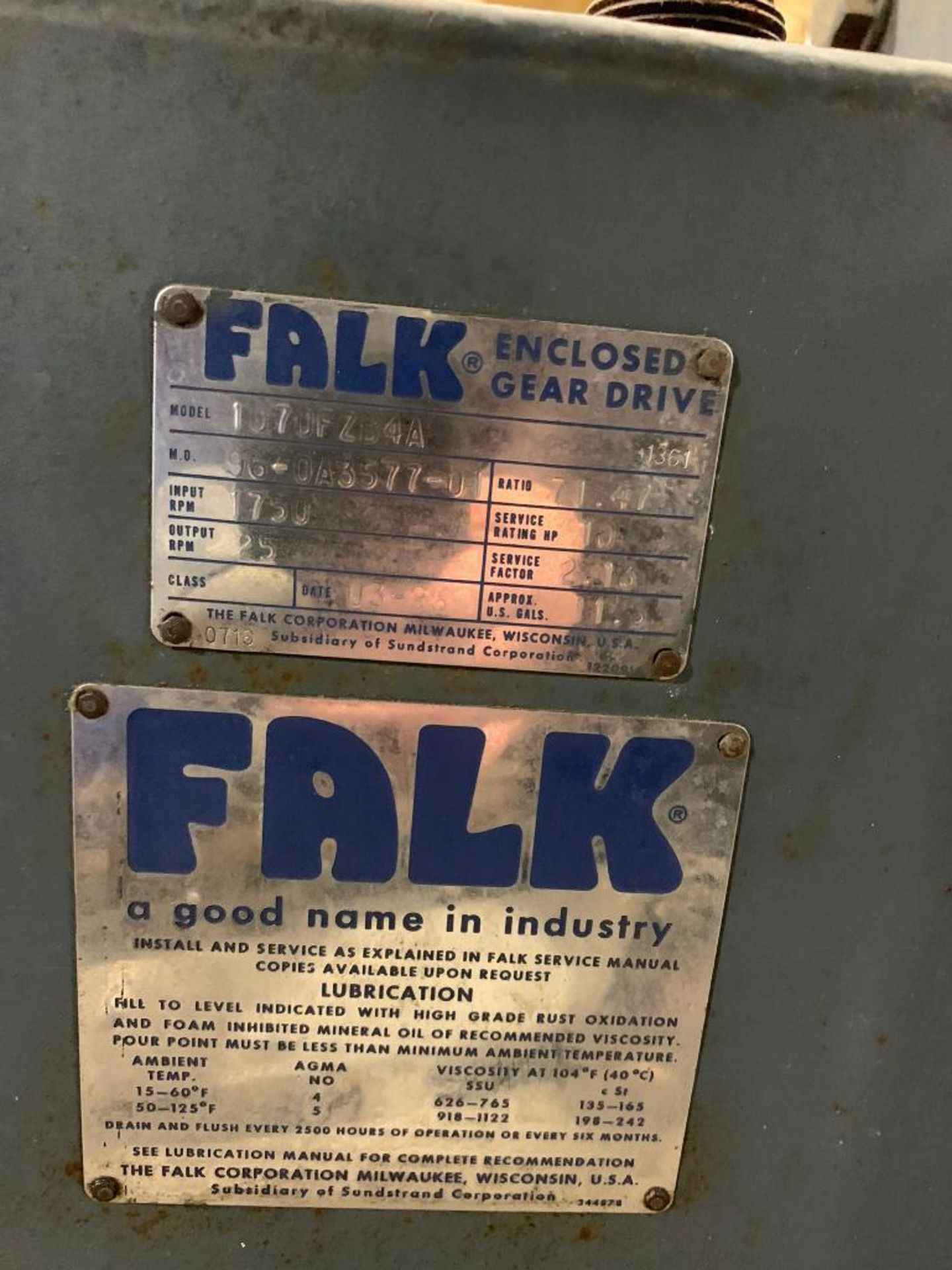 Falk Gear Drive, 1750 IP, 25 OP RPM, 71.47:1 Ratio - Image 3 of 3