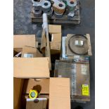 Pallet w/ Assorted Support Equipment; Band Saw Blades, Vega Level Transmitter, Wire Cleaning Brush,