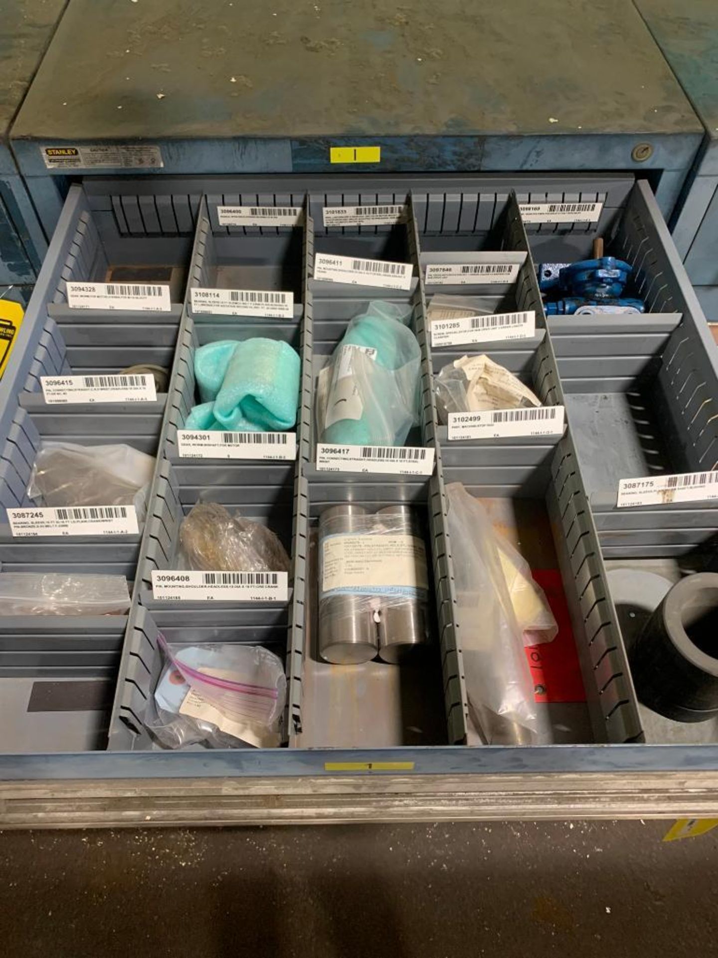 Stanley Vidmar 8-Drawer Cabinet w/ Assorted Pins, Sleeves, Assorted Seals, Gaskets, Speed Sensors, R - Image 2 of 9