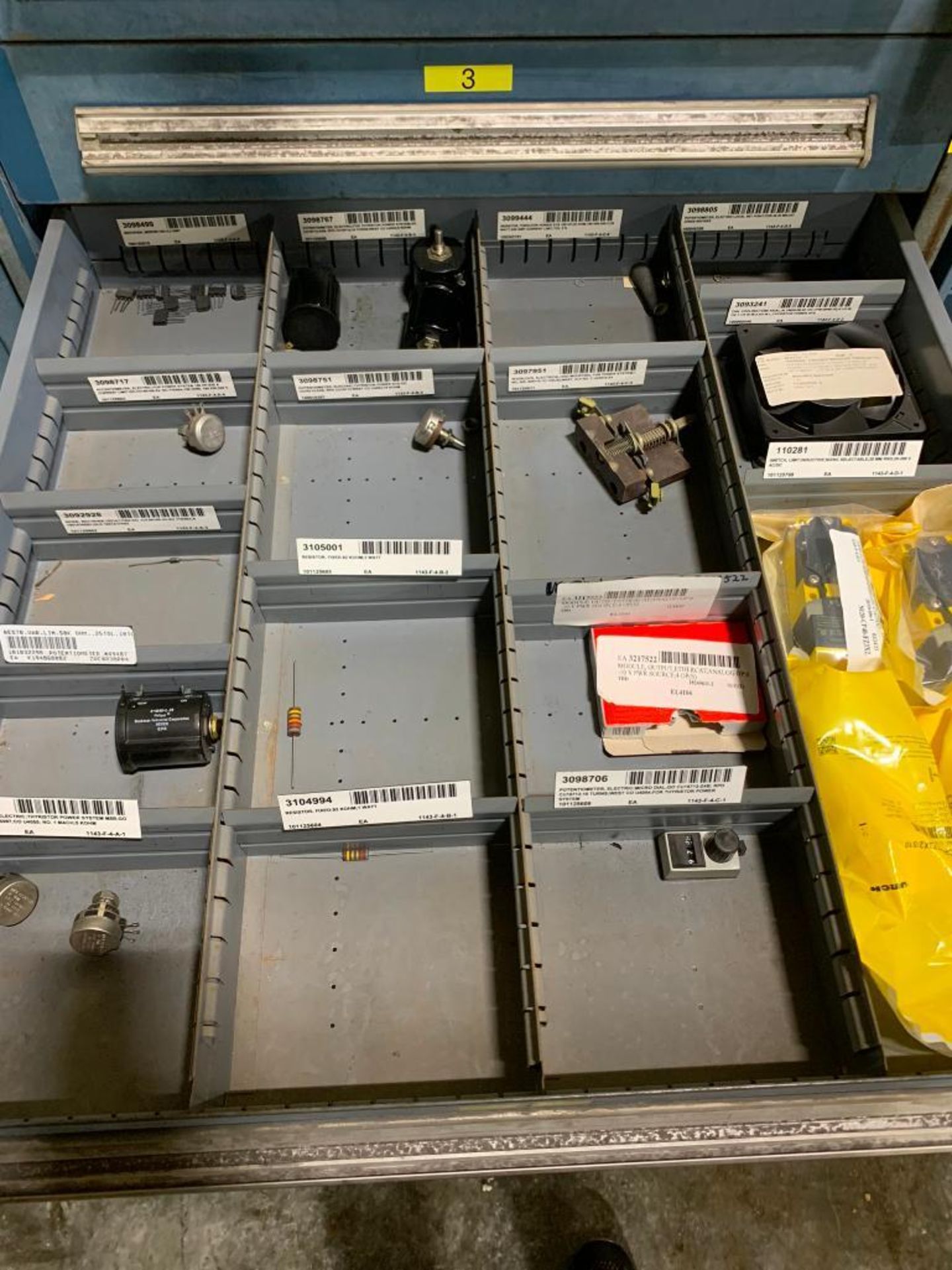 Stanley Vidmar 10-Drawer Cabinet w/ Circuit Breaker, Contact Blocks, Friction Discs, Limit Switches, - Image 5 of 11