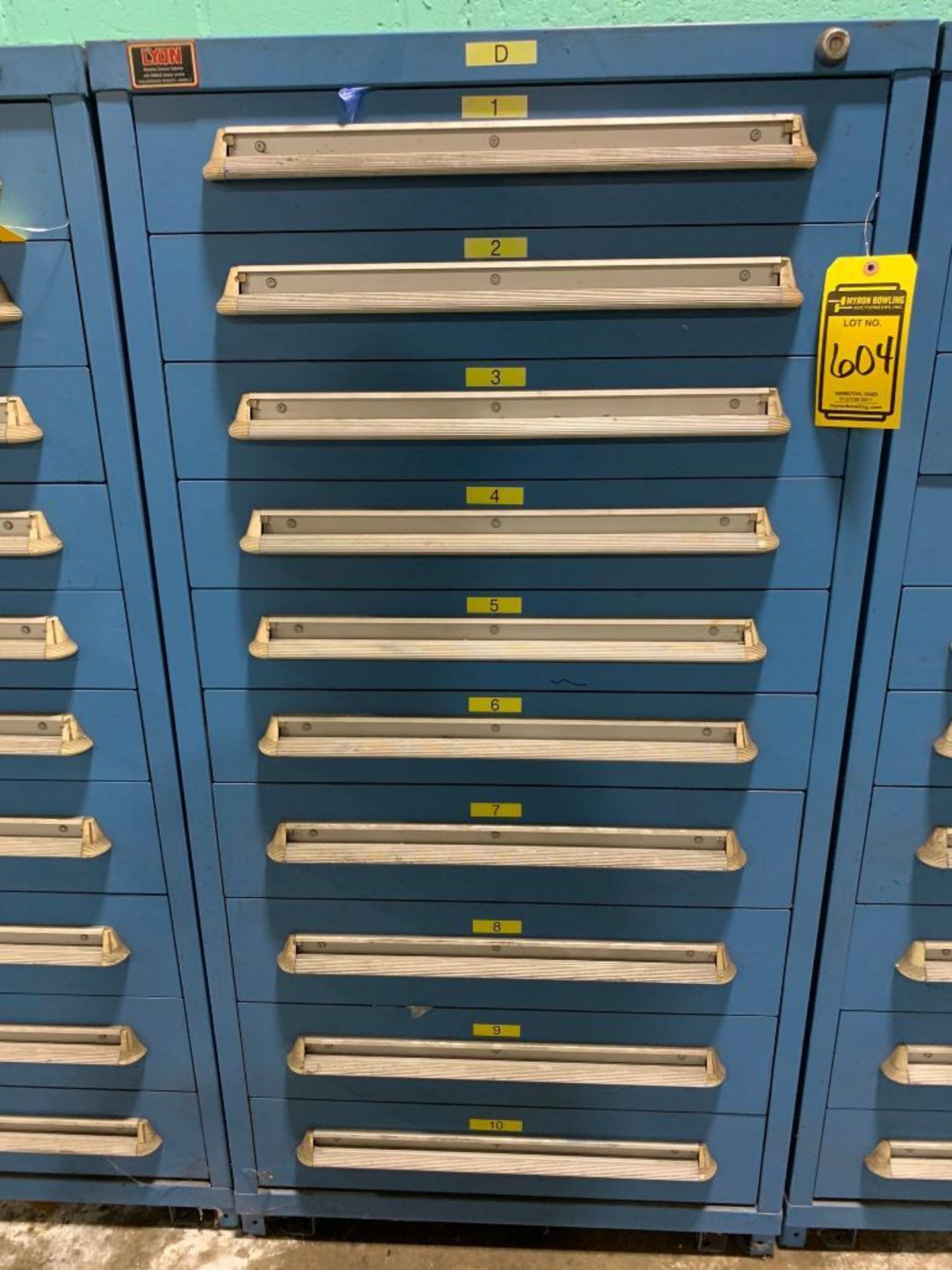 Lyon 10-Drawer Cabinet w/ Support Equipment; Assorted Switches, Proximity Sensors, Red Hat Pneumatic