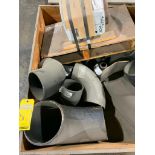 Crate w/ Assorted Pipe Couplings, Pipe Reducers, Bearing Housing