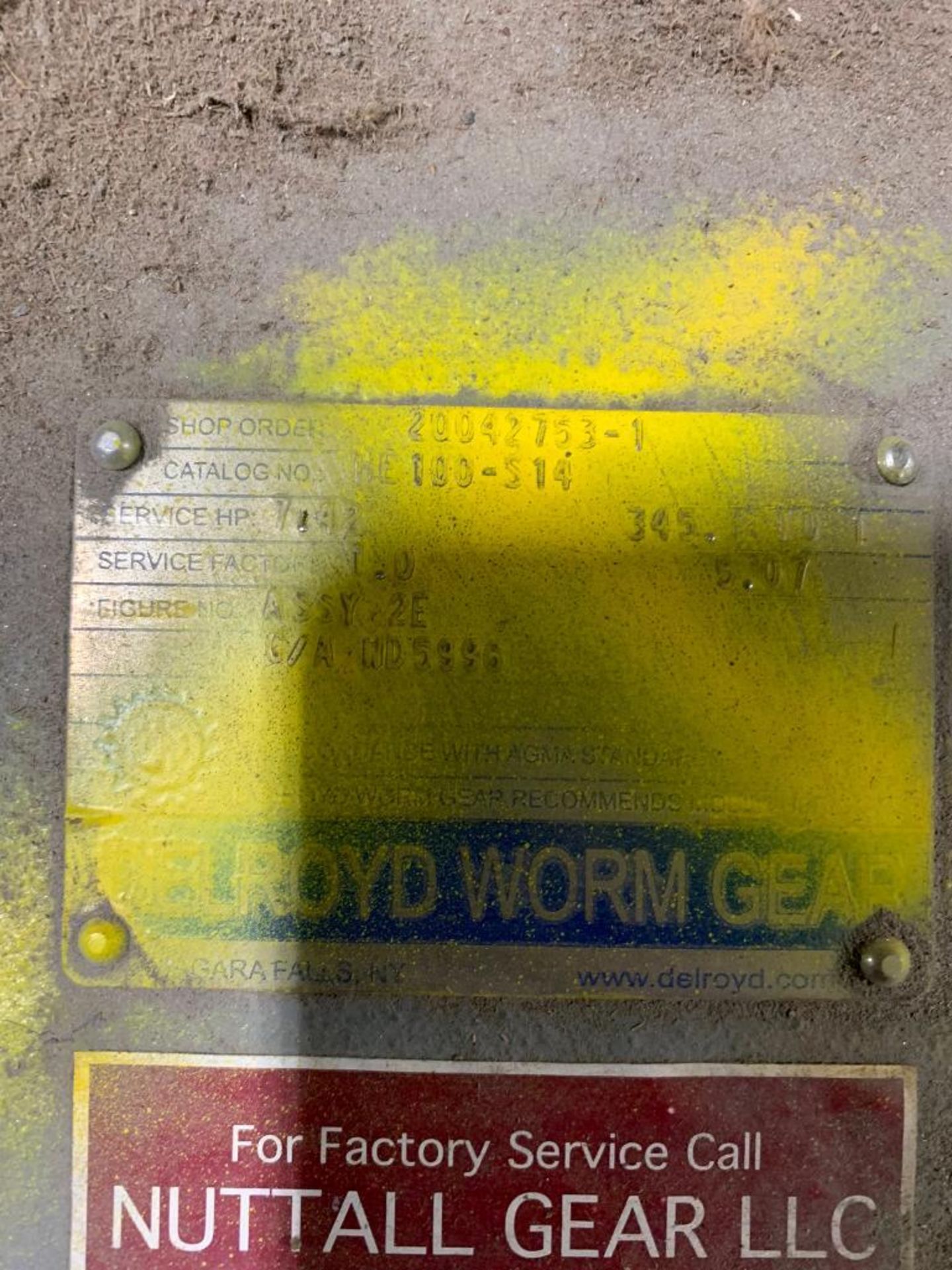 Delroyd Worm Gear, 7.42 Service HP, 345.3:1 Ratio - Image 3 of 3