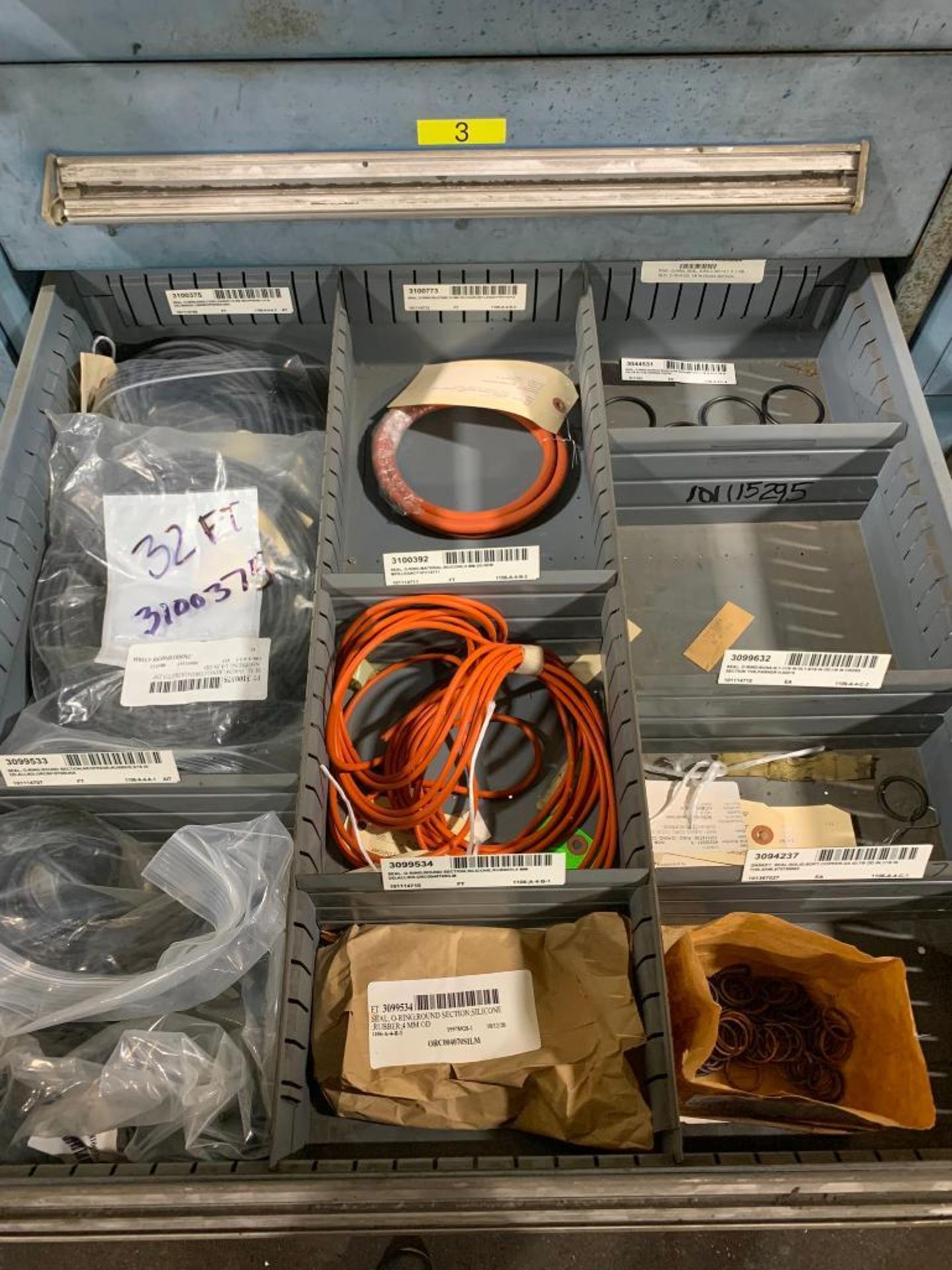 Stanley Vidmar 8-Drawer Cabinet w/ Assorted Seals, O-Rings, Allen Bradley Relay, Transformers, Resis - Image 5 of 9