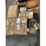 Pallet w/ (3) Baldor Gearmotors, (2) Electric Motors, (2) Dodge Reducers, (2) Dodge Mount Brackets