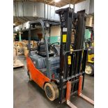 Toyota 3,000 LB. Capacity Forklift, Model 8FGCU15, LPG, 3-Stage Mast, 42" Forks, Side-Shift, Solid N