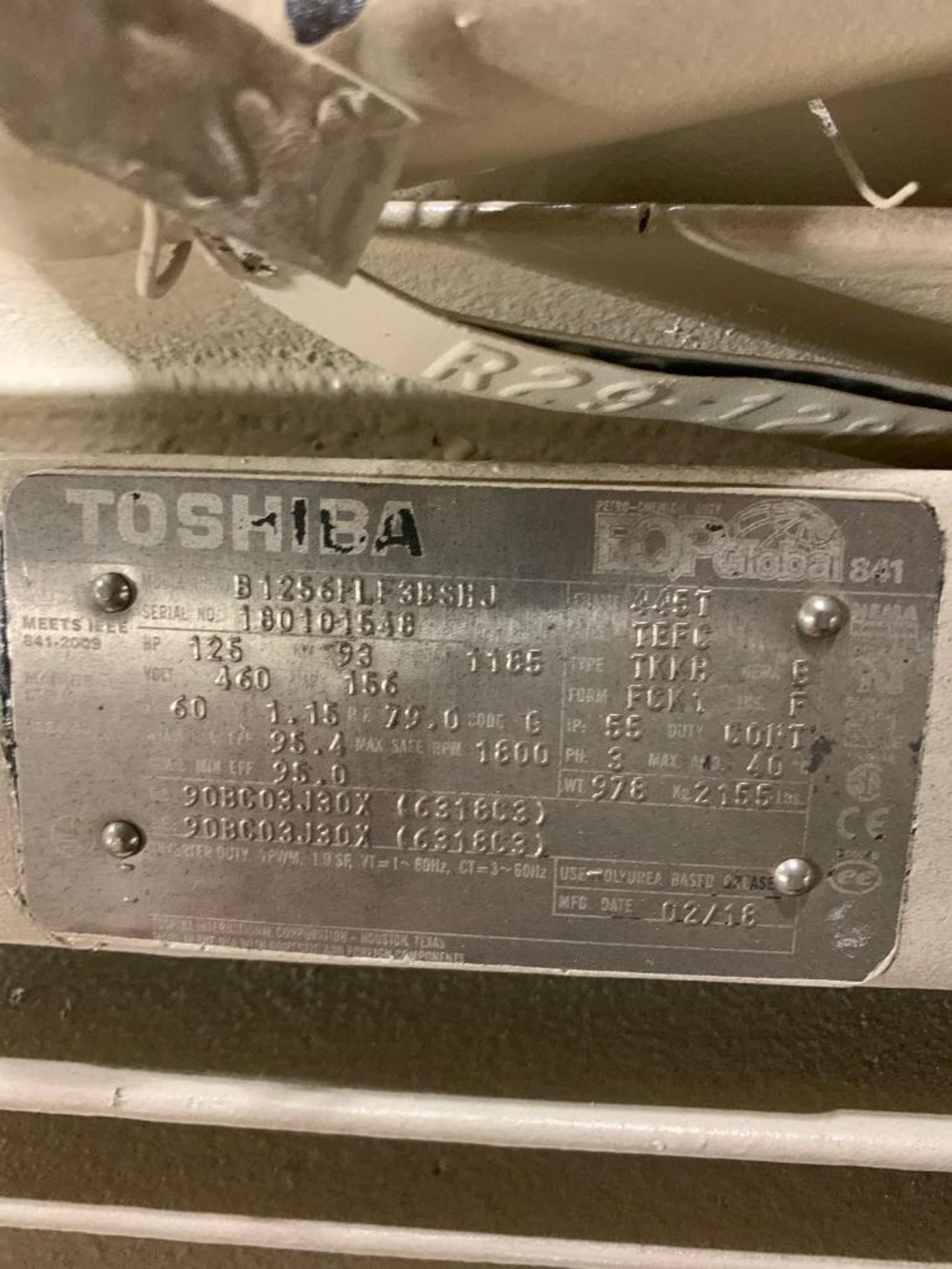 Toshiba 125-HP Electric Motor, 460 V, 3 Phase, FR: 445T - Image 3 of 3