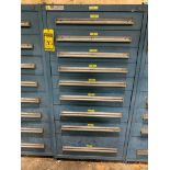 Stanley Vidmar 9-Drawer Cabinet w/ Assorted Flanges, Pipe Elbows, Slip Flanges, Gloves