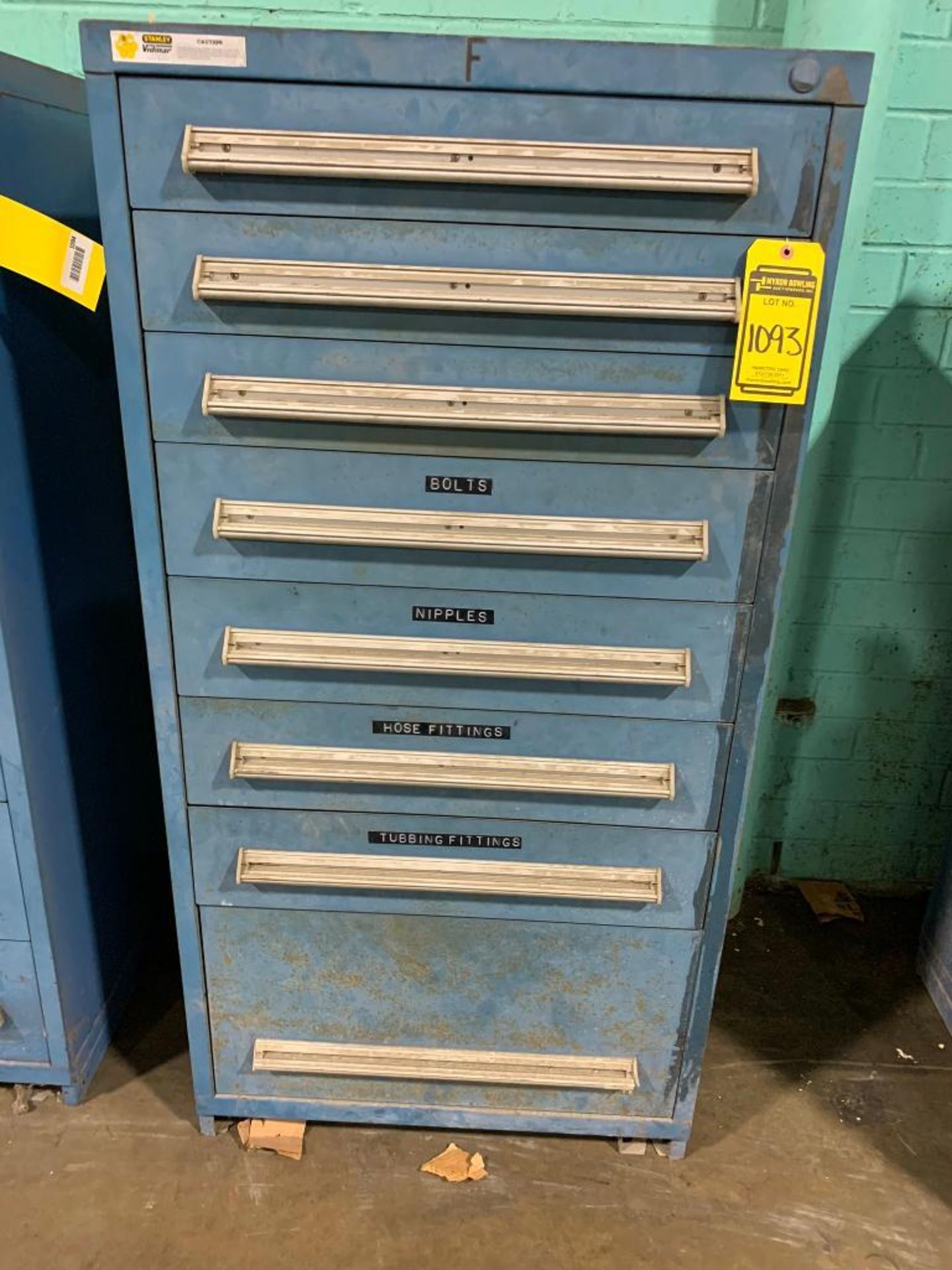 Stanley Vidmar 8-Drawer Cabinet w/ Pipe Unions, Couplings, Bolts, Hose Fittings, Valves