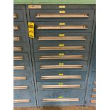 Stanley Vidmar 9-Drawer Cabinet w/ 3/8" Ball Valves, Couplings, Seals, Hyd. Directional Valves, Gear