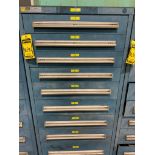 Stanley Vidmar 9-Drawer Cabinet w/ Transformers, Circuit Breakers, Relays, Assorted Switches, Indica