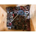 Crate w/ Assorted Thread Dies, Handles, Pipe Reamers