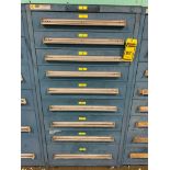 Stanley Vidmar 9-Drawer Cabinet w/ Bushings, Pneumatic Valves, Safety Switches, Hyd. Valves, Pulleys