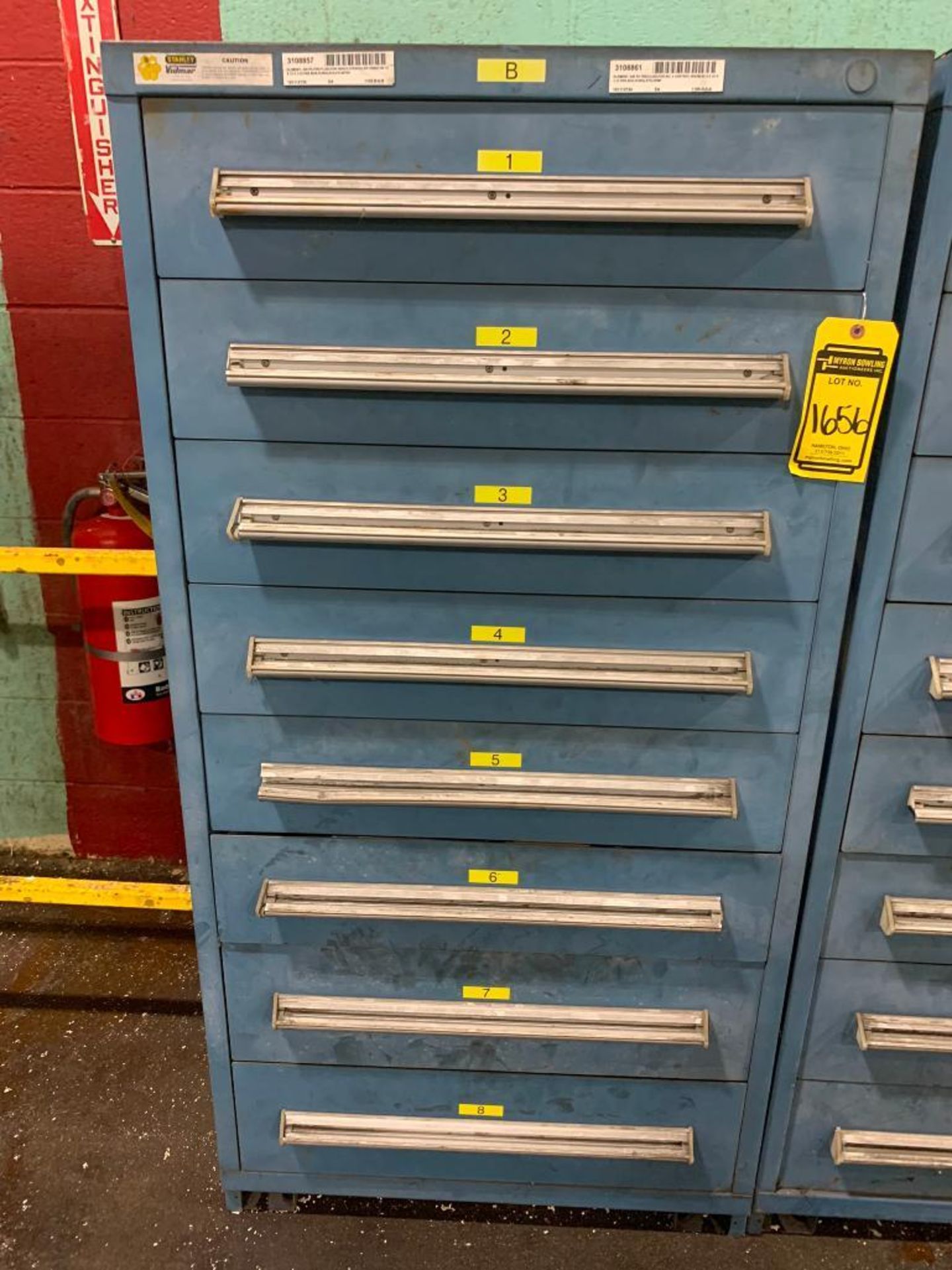 Stanley Vidmar 8-Drawer Cabinet w/ Assorted Couplings, Seal Kits, Parker Pneumatic Cylinders, Diaphr