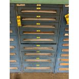 Stanley Vidmar 9-Drawer Cabinet w/ Pulleys, 1/2" Gate Valve, Collector Assemblies, 1" Pipe Tee, Flow