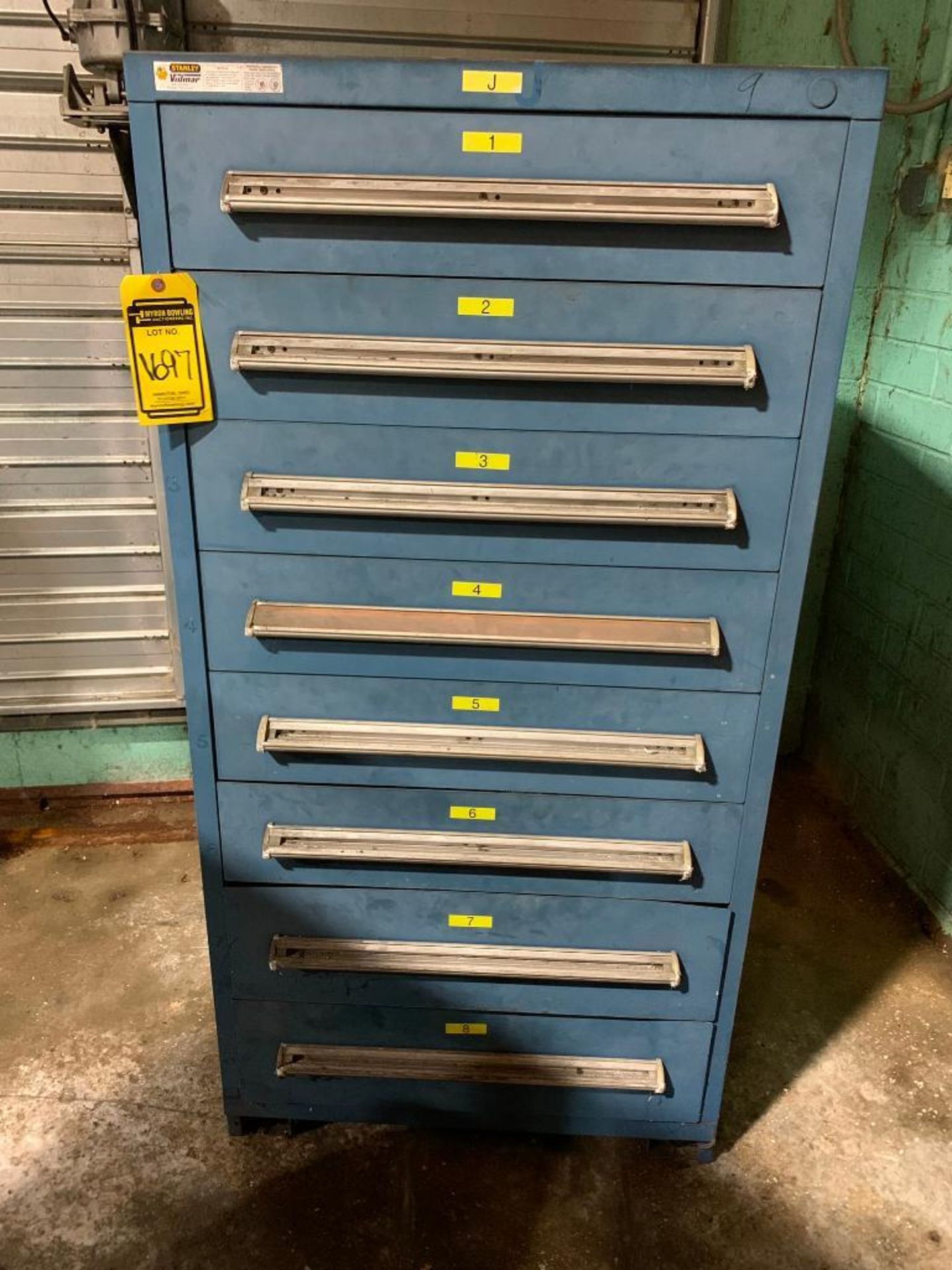 Stanley Vidmar 8-Drawer Cabinet w/ Assorted Switches, Relays, Timers, Electrical Connectors