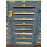 Stanley Vidmar 8-Drawer Cabinet w/ Lock Nuts, Tapered Bushing, Flange Assy., Assorted Couplings, Lov