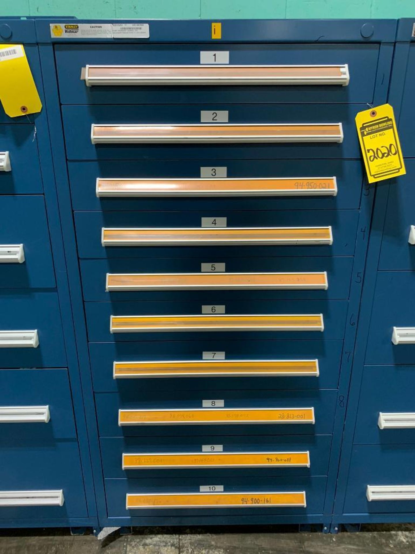 Stanley Vidmar 10-Drawer Cabinet w/ Electrical Support Equipment; Assorted Modules, Circuit Breakers
