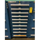 Stanley Vidmar 10-Drawer Cabinet w/ Electrical Support Equipment; Cable Assemblies, Assorted Probes,