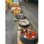 (6) Crates/Pallets w/ Assorted Gears, Gear Reducer