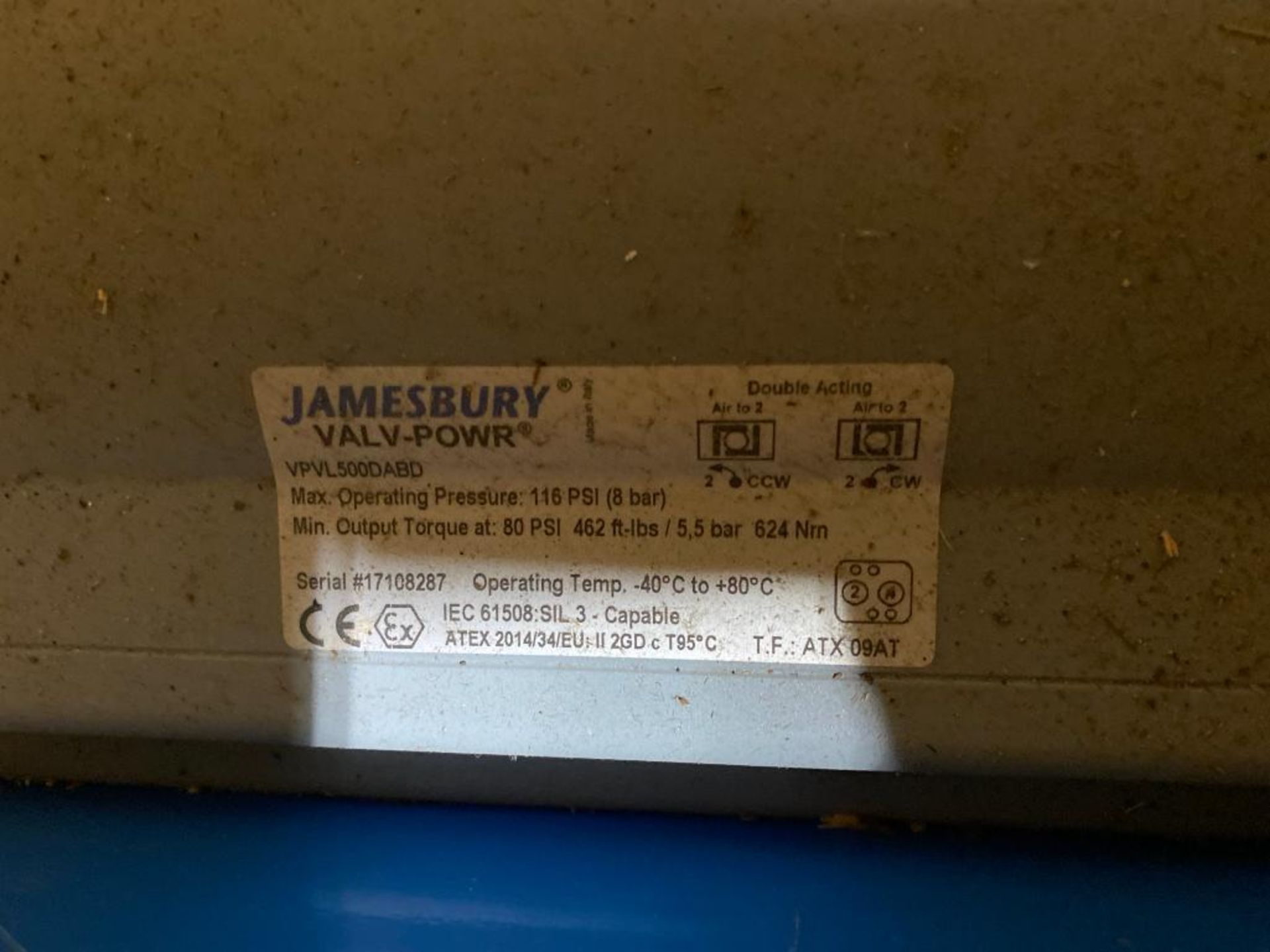 (2) Jamesbury 8" Valves, Rosemount 1151 Smart Sensor, w/ Jamesbury Valv-Powr, Model VPVL500DABD - Image 4 of 7