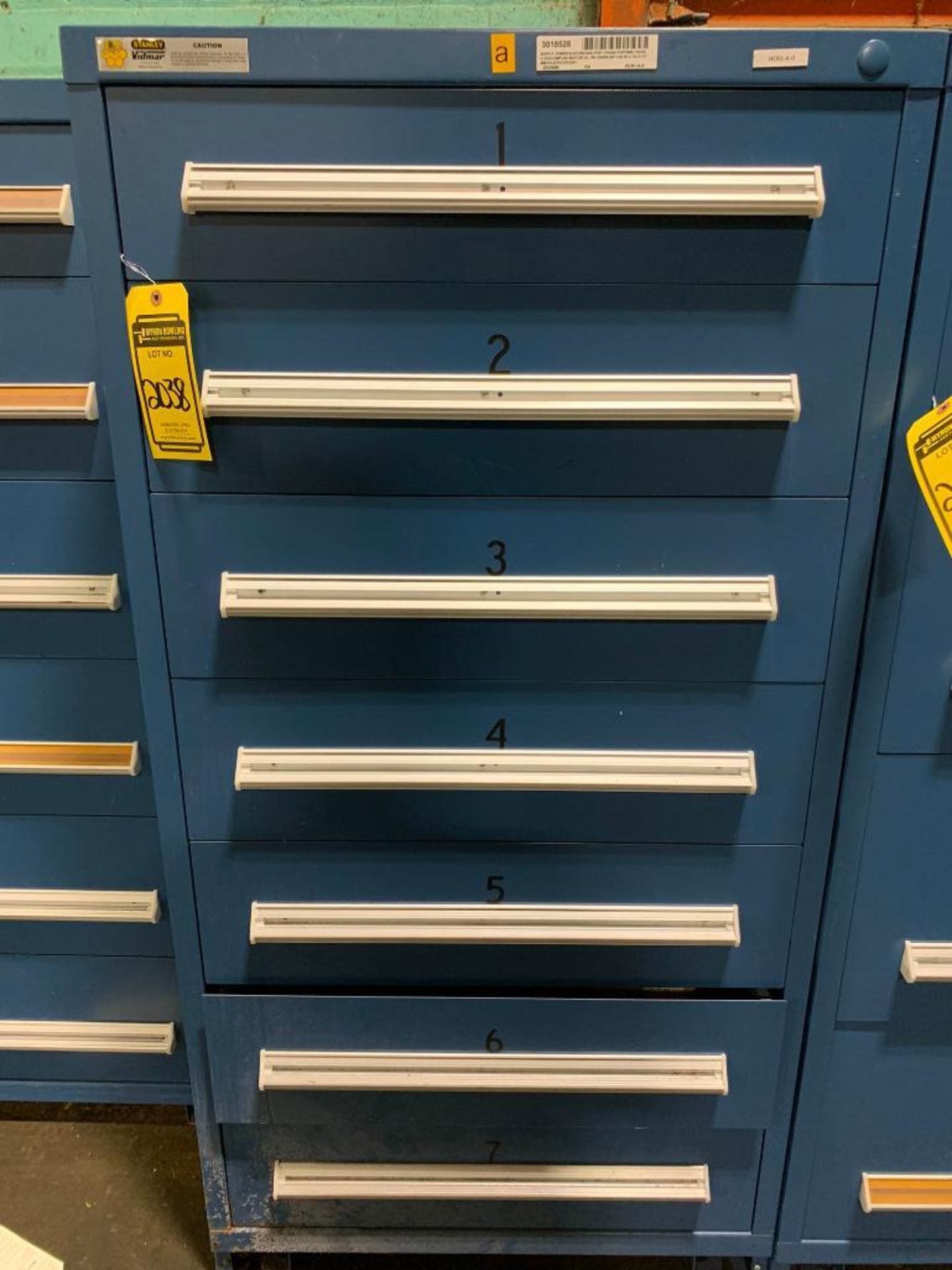 Stanley Vidmar 7-Drawer Cabinet w/ Electrical Support Equipment; Circuit Cards, Assorted Modules, Ci
