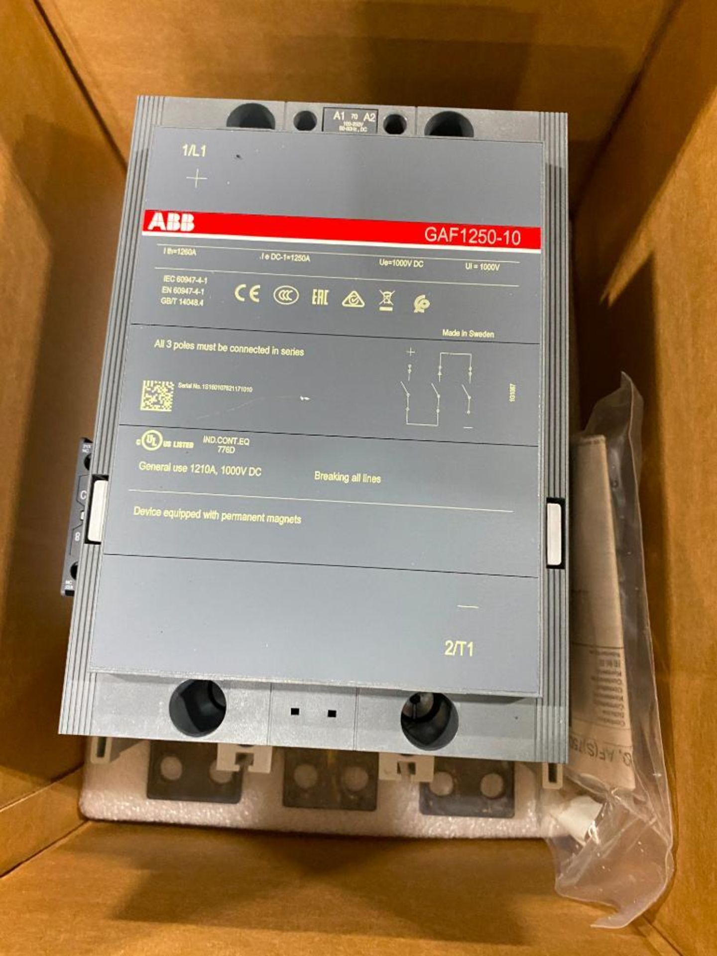 Pallet w/ ABB Electrical Contactors, Conductivity Transmitters, Load Cells; (2) ABB GAF1250-10-11, A - Bild 8 aus 15