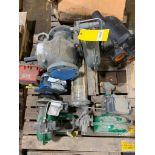 Pallet w/ Assorted Valves, Actuators, Fisher 4" Valve, Bettis 3" Actuator, 1" Actuators, Pump Part