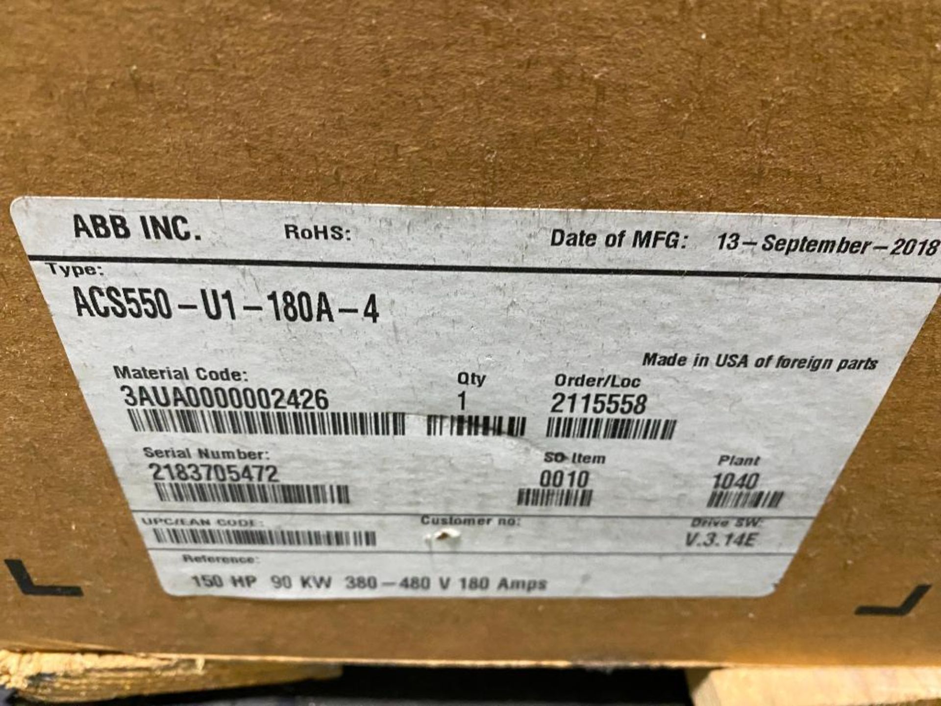 ABB V/S Drive, Model ACS550-U1-180A-4, New 2018 - Image 4 of 4