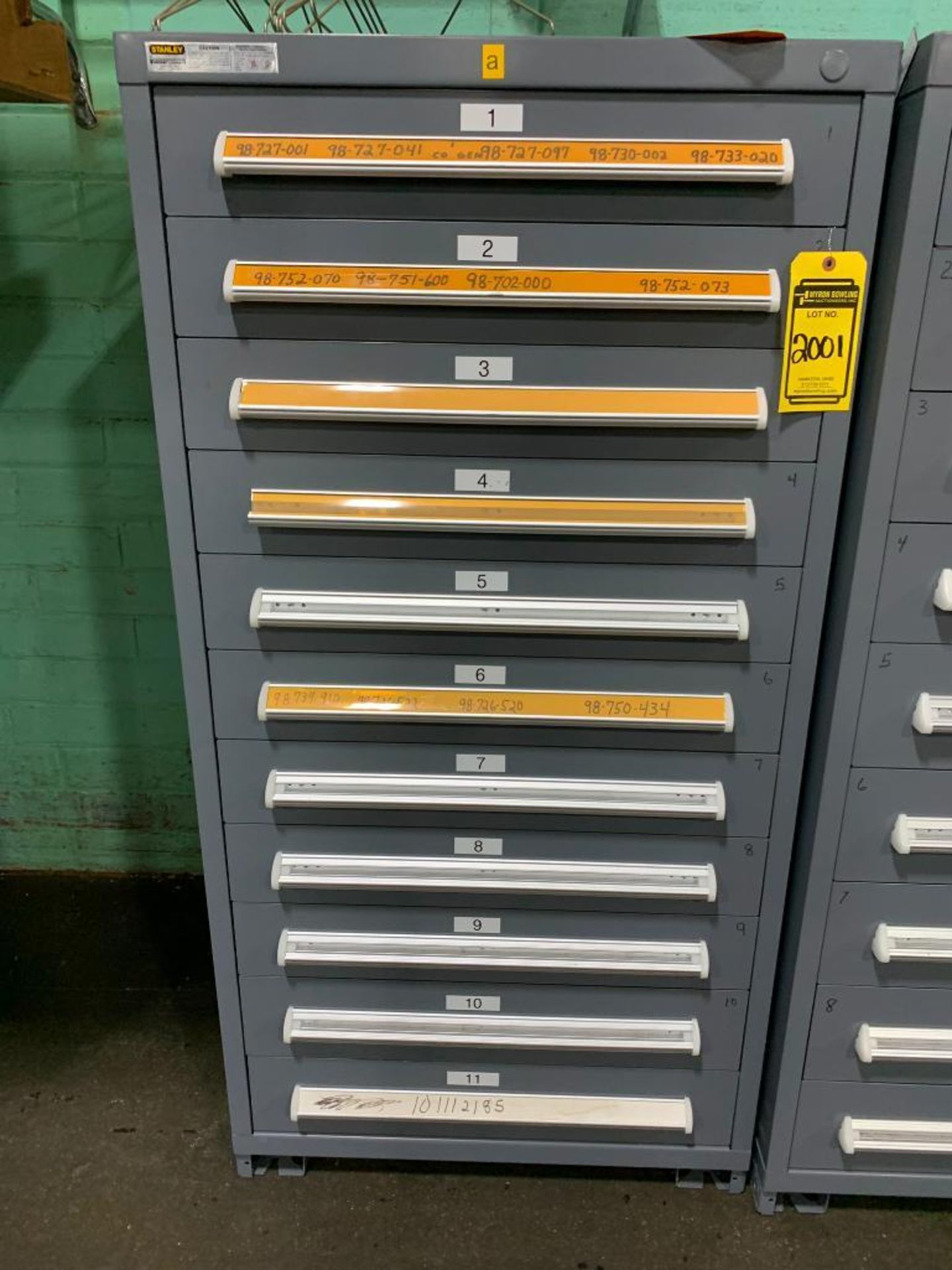 Stanley Vidmar 11-Drawer Cabinet w/ Electrical Support Equipment; Control Boards, Assorted Modules,