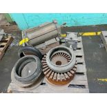 (7) Crates/Pallets w/ Gear, Bearing Cover, Machine Parts, Roller Chain, Diaphragms