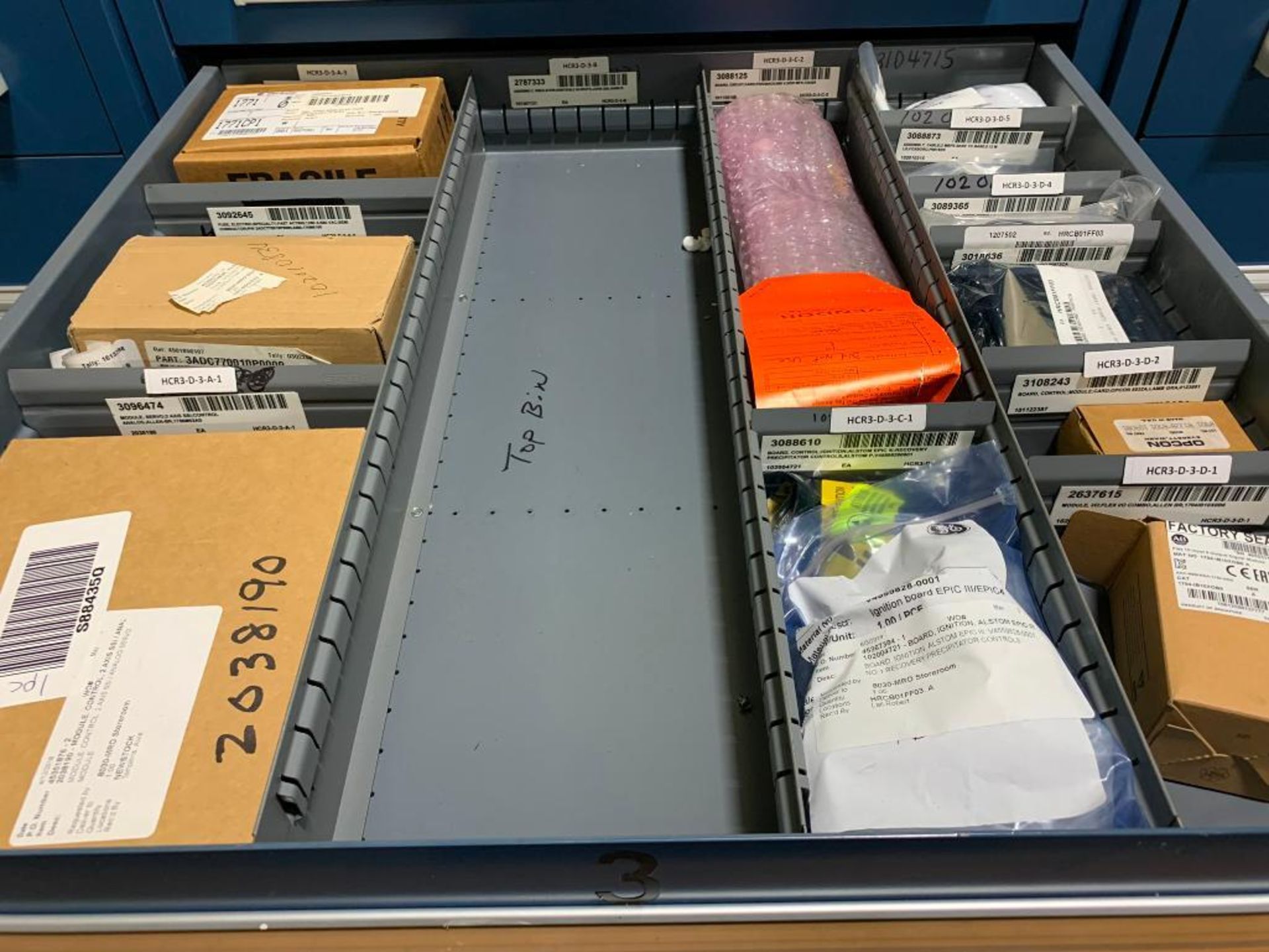 Stanley Vidmar 10-Drawer Cabinet w/ Electrical Support Equipment; Assorted Sensors, Assorted Modules - Image 4 of 11