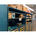 (2) Vidmar 3-Shelf Unit & 4-Shelf Unit w/ Content of Assorted Fluids & Light Bulbs