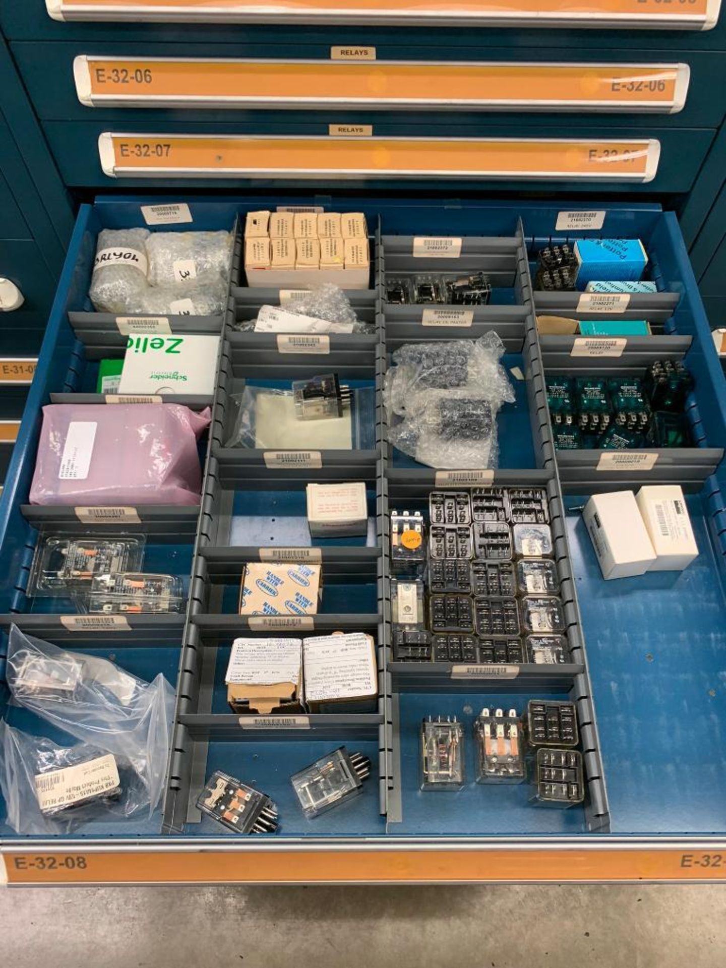 Vidmar 13-Drawer Cabinet w/ Assorted Relays, Contact Blocks - Image 9 of 16